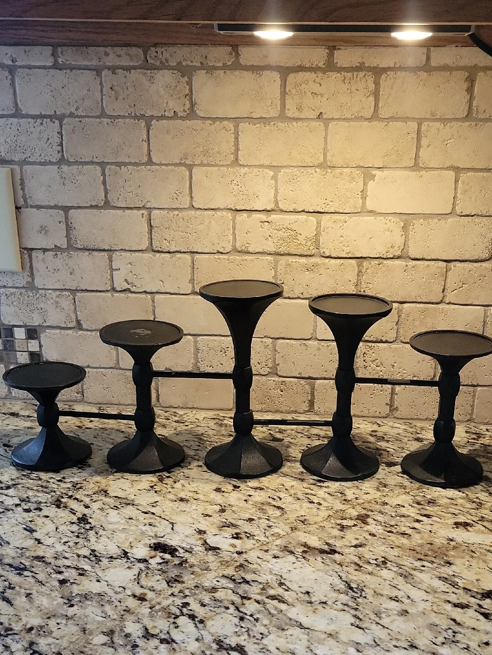 Pottery Barn ARTEMIS Black Cast Iron Multi-Arm Candle Holder Pillar Centerpiece